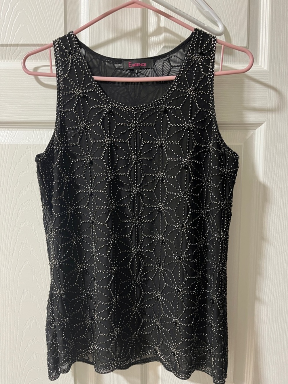 Black Beaded Sleeveless Tank Top